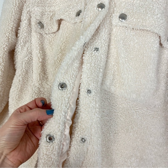 Blank NYC Sherpa Shacket Shirt Jacket Women Size Medium Cream Chunky BlankNYC - Picture 5 of 15